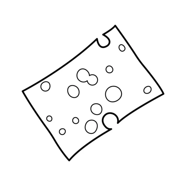 Piece Cheese Enkel Linjär Vektor Illustration — Stock vektor