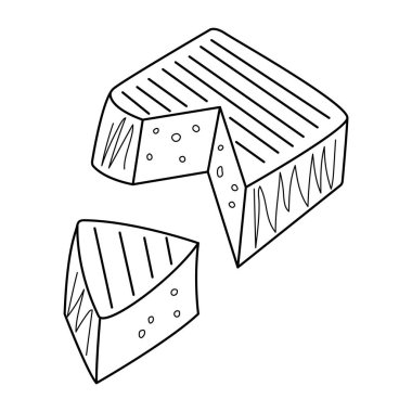 Peynir parçası basit doğrusal vektör çizimi