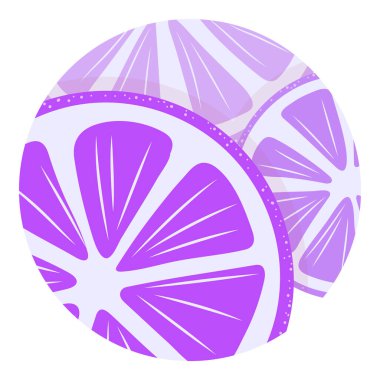 Tasarım için yuvarlak mor limon düz simgesi