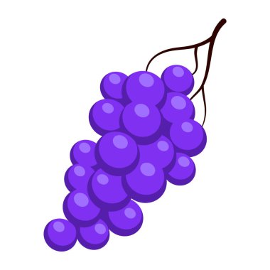 Üzümler basit bir illüstrasyon. Olgun, sulu meyveler. Parlak çizgi film vektörü düz clipart
