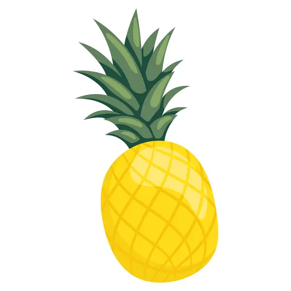 Basit bir ananas çizimi. Olgun sulu meyve. Parlak çizgi film vektörü düz clipart