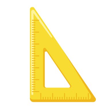 Şirin okul hükümdarı. Geometri ve matematik dersleri için üçgen yönetici. Çizgi film düz çizimi.