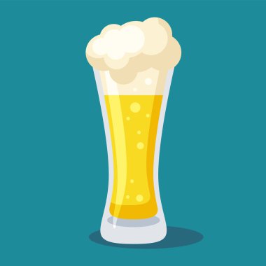 Yarım litre bira. Oktoberfest için soğuk karbonatlı içecek. Çizgi film düz çizimi