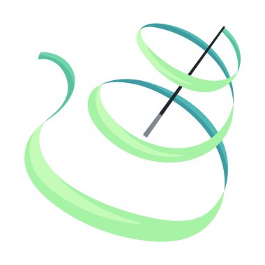 Çubukta ritmik jimnastik kurdelesi. Zemin performansı için bir cihaz. Spor malzemeleri.