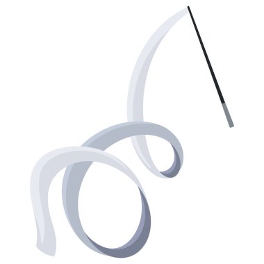 Çubukta ritmik jimnastik kurdelesi. Zemin performansı için bir cihaz. Spor malzemeleri.