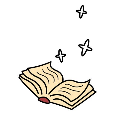 Sihirli büyü kitabı. Güzel el çizimi illüstrasyon