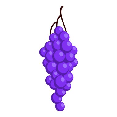 Bir demet sulu üzüm. Olgun böğürtlenlerin düz çizgi film çizimi