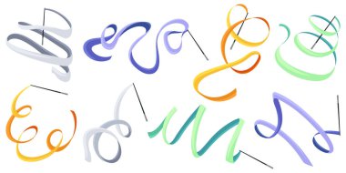 Çubukta ritmik jimnastik kurdelesi. Zemin performansı için bir cihaz. Spor malzemeleri seti