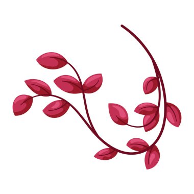 Yapraklı kırmızı sonbahar dalı. Çizgi film düz çizimi