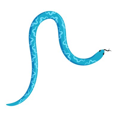 Mavi egzotik tropikal yılan. Çizgi film düz çizimi