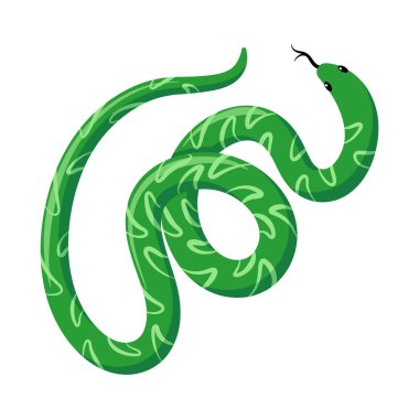 Yeşil egzotik tropikal yılan. Çizgi film düz çizimi