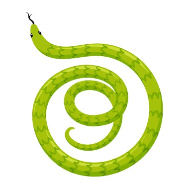 Açık yeşil egzotik tropikal yılan. Çizgi film düz çizimi