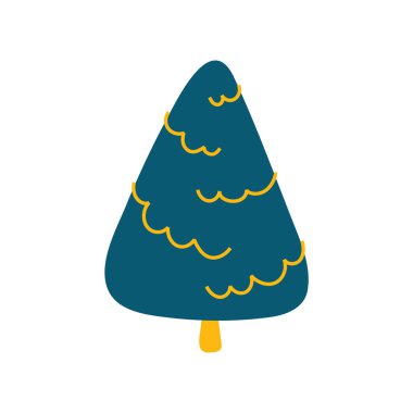 Noel ağacı. Sevimli, basit bir Noel tasarımı. Şenlikli düz tırmanma