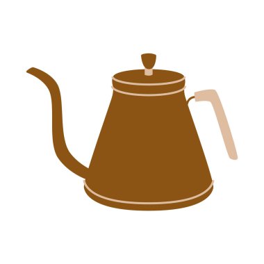 Kahve yapmak ve servis etmek için çaydanlık. Kahveci eşyası. Basit düz clipart