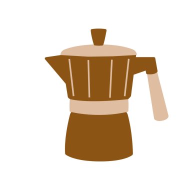 Gayzer kahve makinesi. Kahveci eşyası. Basit düz clipart