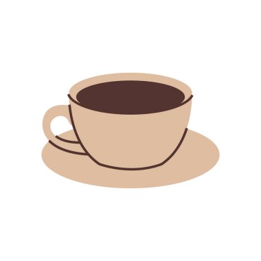 Uçan dairede espresso fincanı. Kahveci eşyası. Basit düz clipart