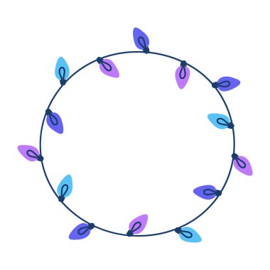 Şenlikli tasarımlar yaratmak için el çizimi Noel ışıkları. Süslü yuvarlak çerçeve