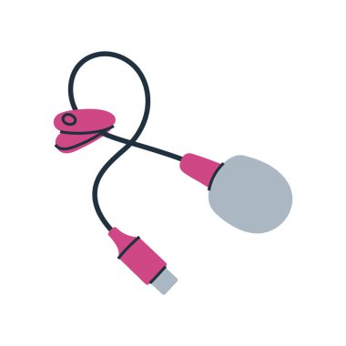 Taşınabilir klapa mikrofonunun el çizimi, podcast ve kayıt için mükemmel.