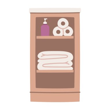 Ahşap bir banyo rafı. Banyo depolama ve düzenleme için mükemmel..