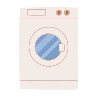 Çamaşır makinesinin basit bir çizimi. Minimalist ve modern ev tasarımları yaratmak için ideal.