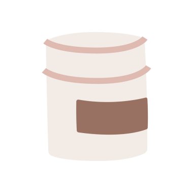 Krema kavanozunun basit bir çizimi. Cilt bakımı ve güzellik ürünü. Banyo dekorasyonu.