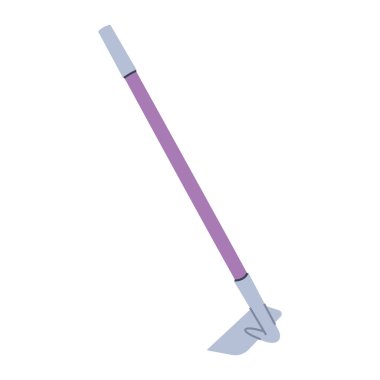 Uzun saplı bahçe çapası. Bahçe aletleri. Bahar ve yaz tasarımları için düz grafik ögesi.