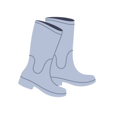 Lastik botlarla çalış. Bahçe kıyafetleri. Bahar ve yaz tasarımları için düz grafik ögesi.