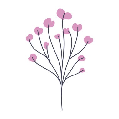 Pembe yapraklı bitki tasviri. Minimalist bitki tasarımları yapmak için mükemmel.