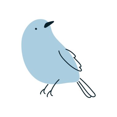 Minimalist mavi kuş. Bahar ve doğa tasarımları için mükemmel..