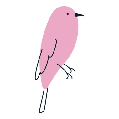 Basit pembe kuş. Bahar ve doğa tasarımları için mükemmel..