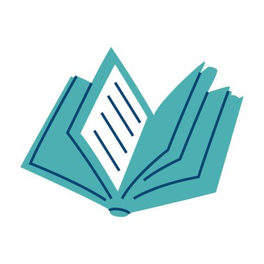 Açık mavi kitabın basit bir çizimi. Eğitim ve öğrenme tasarımları için ideal.