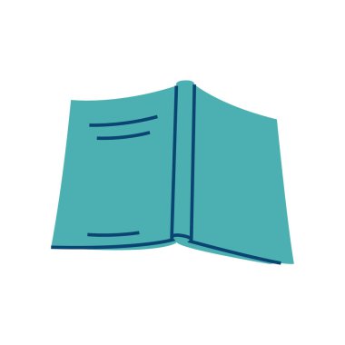 Açık mavi bir kitabın minimalist çizimi. Eğitim ve öğrenme tasarımları için ideal.