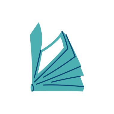 Açık mavi kitabın basit bir çizimi. Kütüphane ve okuma tasarımları için mükemmel.