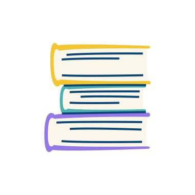 Kitap yığınının minimalist çizimi. Eğitim ve öğrenme tasarımları için ideal.