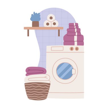 Banyo ya da çamaşır odasının iç mekanı. Minimalist tasarımlar için mükemmel