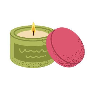 Minimalist düz stil yeşil mum, tatil dekoru veya hygge tasarımları için ideal.