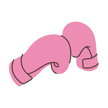 Canlı pembe boks eldivenleri, dövüş sporları için ekipmanlar. Basit klip sanatı