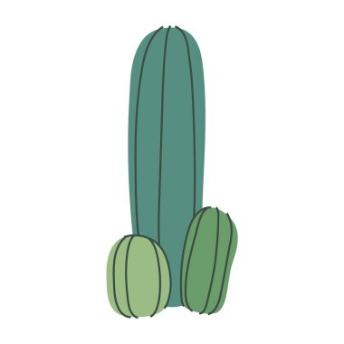 Basit bir çizgi film kaktüsü, çöl bitkisi çizimi.