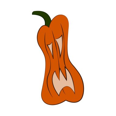 Tuhaf bir balkabağı kafasının basit bir çizimi. Cadılar Bayramı tasarımları için mükemmel.