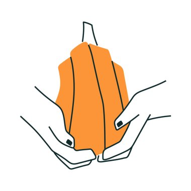 Parlak turuncu balkabaklı eller. Sonbahar hasadı