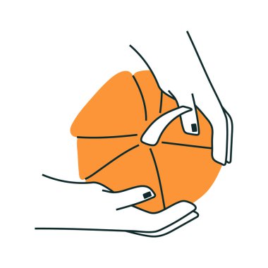 Turuncu balkabaklı eller. Sonbahar hasadı