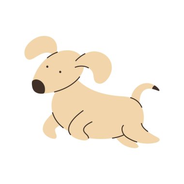 Sevimli oyuncu bej köpek, minimalist karikatür çizimi