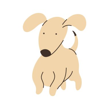 Sevimli oyuncu bej köpek yavrusu, minimalist karikatür çizimi
