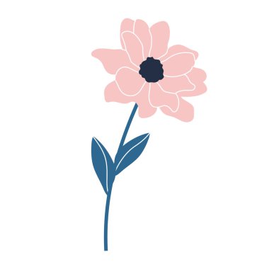 Güzel pembe çiçeğin basit bir çizimi. Minimalist çiçek tasarımları yapmak için mükemmel..
