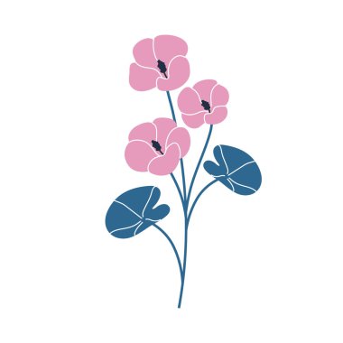 Pembe yaban ördeğinin basit bir gösterimi. Minimalist ve modern çiçek tasarımları yapmak için mükemmel..