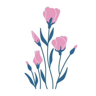 Pembe Eustomas 'ın basit bir çizimi. Minimalist ve modern çiçek tasarımları yapmak için mükemmel..