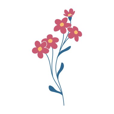 Kırmızı çiçeklerin basit bir çizimi. Minimalist ve modern çiçek tasarımları yapmak için mükemmel..