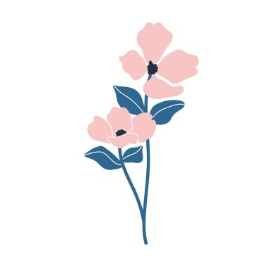 Pembe çiçeklerin basit bir çizimi. Minimalist ve modern çiçek tasarımları yapmak için mükemmel..