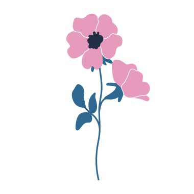 Pembe köpek gül çiçeklerinin basit bir çizimi. Minimalist çiçek tasarımları yapmak için mükemmel..