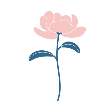 Pembe şakayık çiçeğinin basit bir çizimi. Minimalist çiçek tasarımları yapmak için mükemmel..